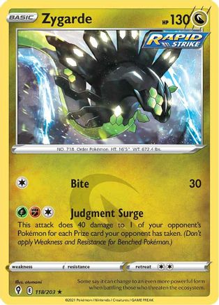 Zygarde (118/203) - SES  - Holo Rare - Reverse Holofoil