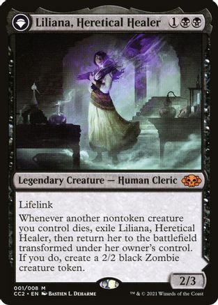 Liliana, Heretical Healer // Liliana, Defiant Necromancer (CC2-001) - mythic: (originpwdfc) - Foil