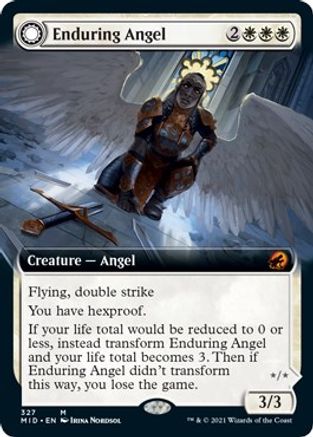 Enduring Angel // Angelic Enforcer (MID-327) - mythic: (Extended Art, Double Faced Transform) - Foil