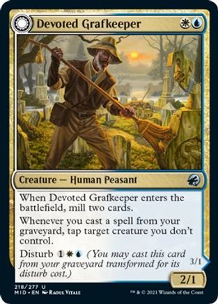 Devoted Grafkeeper // Departed Soulkeeper (MID-218) - uncommon: (Double Faced Transform)