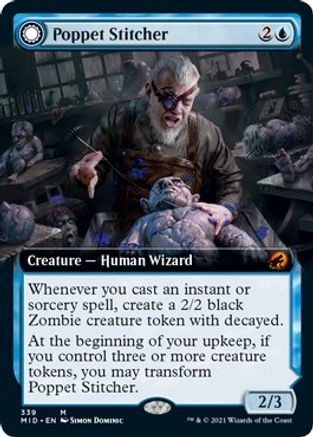 Poppet Stitcher // Poppet Factory (MID-339) - mythic: (Extended Art, Double Faced Transform) - Foil