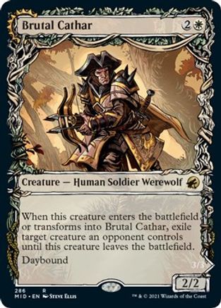 Brutal Cathar // Moonrage Brute (MID-286) - rare: (Showcase, Double Faced Transform) - Foil