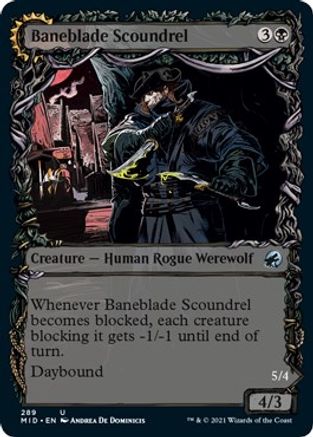 Baneblade Scoundrel // Baneclaw Marauder (MID-289) - uncommon: (Showcase, Double Faced Transform)