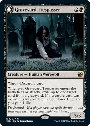 Graveyard Trespasser // Graveyard Glutton (MID-104) - rare: (Double Faced Transform) - Foil
