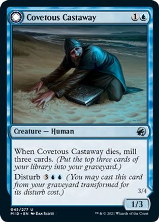 Covetous Castaway // Ghostly Castigator (MID-045) - uncommon: (Double Faced Transform)