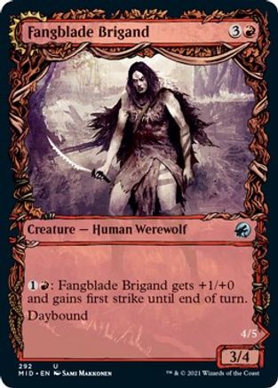 Fangblade Brigand // Fangblade Eviscerator (MID-292) - uncommon: (Showcase, Double Faced Transform) - Foil