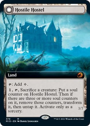 Hostile Hostel // Creeping Inn (MID-379) - mythic: (Extended Art, Double Faced Transform) - Foil