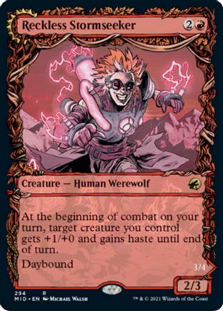 Reckless Stormseeker // Storm-Charged Slasher (MID-294) - rare: (Showcase, Double Faced Transform) - Foil