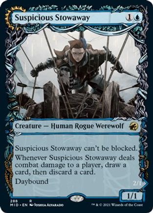 Suspicious Stowaway // Seafaring Werewolf (MID-288) - rare: (Showcase, Double Faced Transform) - Foil