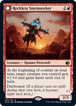 Reckless Stormseeker // Storm-Charged Slasher (MID-157) - rare: (Double Faced Transform) - Foil