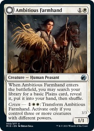 Ambitious Farmhand // Seasoned Cathar (MID-002) - uncommon: (Double Faced Transform)