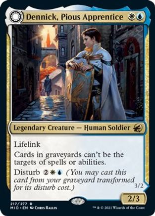 Dennick, Pious Apprentice // Dennick, Pious Apparition (MID-217) - rare: (Double Faced Transform)