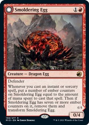 Smoldering Egg // Ashmouth Dragon (MID-159) - rare: (Double Faced Transform)