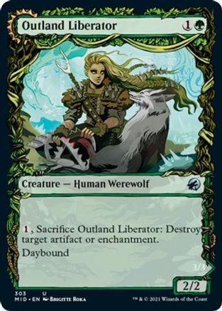 Outland Liberator // Frenzied Trapbreaker (MID-303) - uncommon: (Showcase, Double Faced Transform)