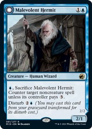 Malevolent Hermit // Benevolent Geist (MID-061) - rare: (Double Faced Transform) - Foil