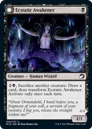 Ecstatic Awakener // Awoken Demon (MID-100) - common: (Double Faced Transform) - Foil