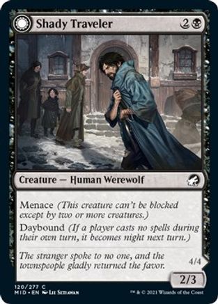 Shady Traveler // Stalking Predator (MID-120) - common: (Double Faced Transform)
