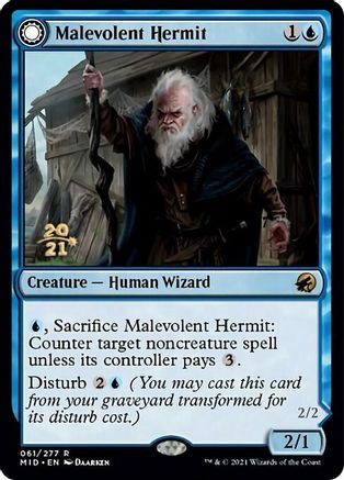 Malevolent Hermit // Benevolent Geist (PRE-61S) - rare: (Double Faced Transform) - Foil