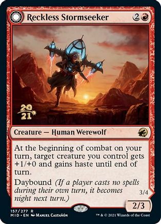 Reckless Stormseeker // Storm-Charged Slasher (PRE-157S) - rare: (Double Faced Transform) - Foil