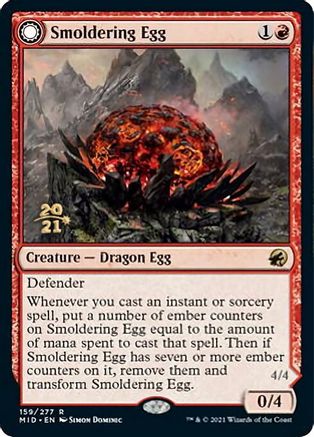 Smoldering Egg // Ashmouth Dragon (PRE-159S) - rare: (Double Faced Transform) - Foil