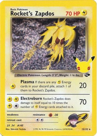 Rocket's Zapdos (015/132) - CCC  - Classic Collection - Holofoil