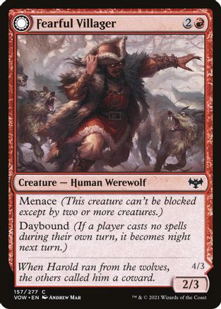 Fearful Villager // Fearsome Werewolf (VOW-157) - common: (Double Faced Transform) - Foil