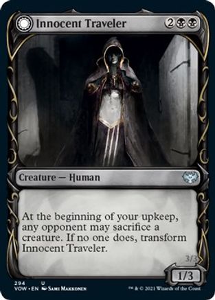 Innocent Traveler // Malicious Invader (VOW-294) - uncommon: (Showcase, Double Faced Transform)
