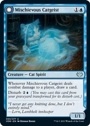 Mischievous Catgeist // Catlike Curiosity (VOW-069) - uncommon: (Double Faced Transform)