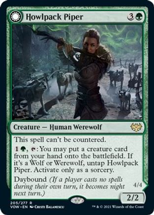 Howlpack Piper // Wildsong Howler (VOW-205) - rare: (Double Faced Transform) - Foil