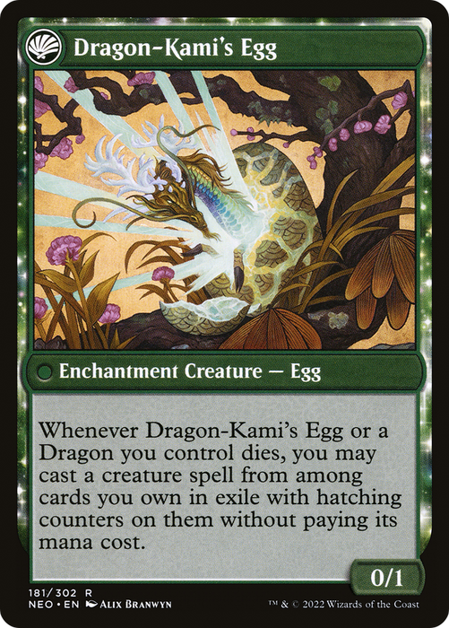 The Dragon-Kami Reborn // Dragon-Kami's Egg (NEO-181) - rare: (fandfc, enchantment)