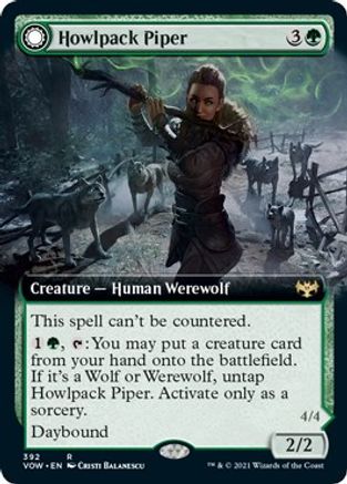 Howlpack Piper // Wildsong Howler (VOW-392) - rare: (Extended Art, Double Faced Transform) - Foil