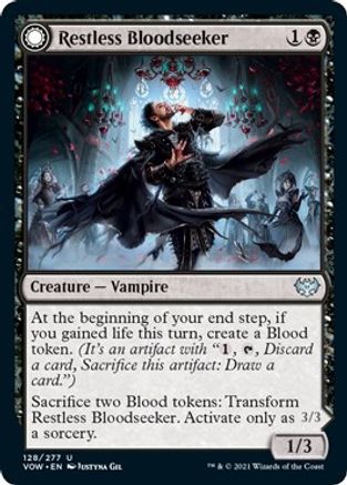 Restless Bloodseeker // Bloodsoaked Reveler (VOW-128) - uncommon: (Double Faced Transform)