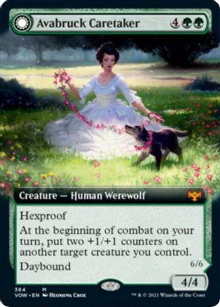 Avabruck Caretaker // Hollowhenge Huntmaster (VOW-384) - mythic: (Extended Art, Double Faced Transform)