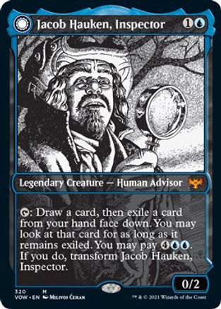 Jacob Hauken, Inspector // Hauken's Insight (VOW-320) - mythic: (Showcase, Double Faced Transform) - Foil