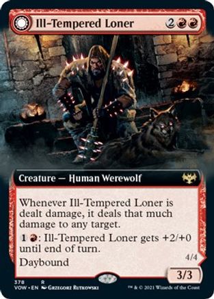 Ill-Tempered Loner // Howlpack Avenger (VOW-378) - rare: (Extended Art, Double Faced Transform) - Foil