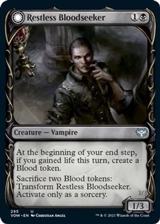 Restless Bloodseeker // Bloodsoaked Reveler (VOW-295) - uncommon: (Showcase, Double Faced Transform) - Foil