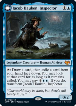 Jacob Hauken, Inspector // Hauken's Insight (VOW-065) - mythic: (Double Faced Transform)