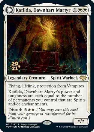 Katilda, Dawnhart Martyr // Katilda's Rising Dawn (PRE-21S) - rare: (Double Faced Transform) - Foil