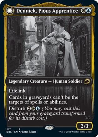 Dennick, Pious Apprentice // Dennick, Pious Apparition (DBL-217) - rare: (Double Faced Transform) - Foil