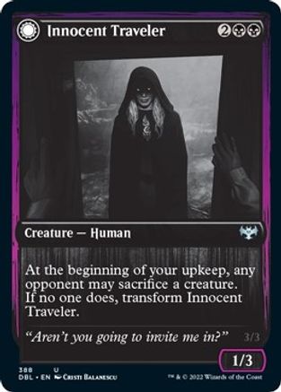 Innocent Traveler // Malicious Invader (DBL-388) - uncommon: (Double Faced Transform)