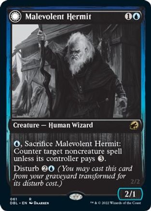 Malevolent Hermit // Benevolent Geist (DBL-061) - rare: (Double Faced Transform)