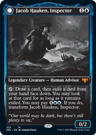 Jacob Hauken, Inspector // Hauken's Insight (DBL-332) - mythic: (Double Faced Transform)