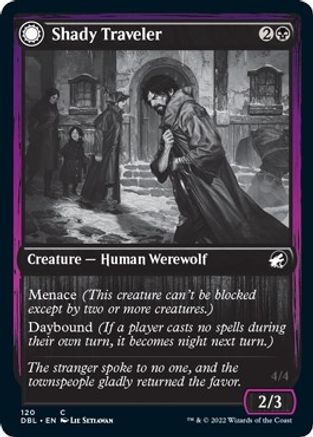 Shady Traveler // Stalking Predator (DBL-120) - common: (Double Faced Transform)