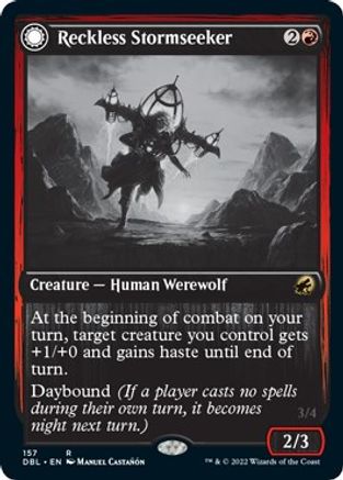 Reckless Stormseeker // Storm-Charged Slasher (DBL-157) - rare: (Double Faced Transform) - Foil