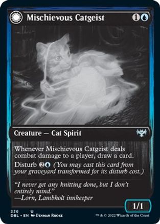 Mischievous Catgeist // Catlike Curiosity (DBL-336) - uncommon: (Double Faced Transform) - Foil