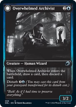 Overwhelmed Archivist // Archive Haunt (DBL-068) - uncommon: (Double Faced Transform) - Foil