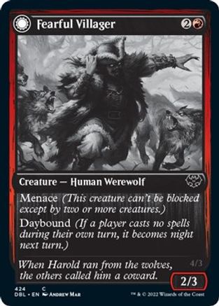 Fearful Villager // Fearsome Werewolf (DBL-424) - common: (Double Faced Transform)