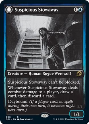 Suspicious Stowaway // Seafaring Werewolf (DBL-080) - rare: (Double Faced Transform)
