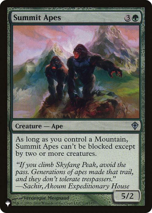 Summit Apes (LIST-WWK-114) - uncommon