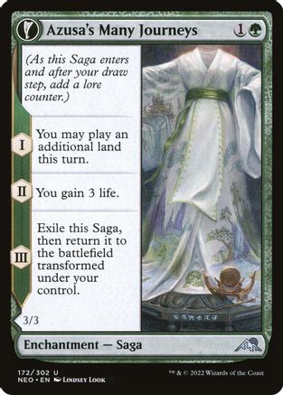 Azusa's Many Journeys // Likeness of the Seeker (NEO-172) - uncommon: (fandfc, enchantment) - Foil